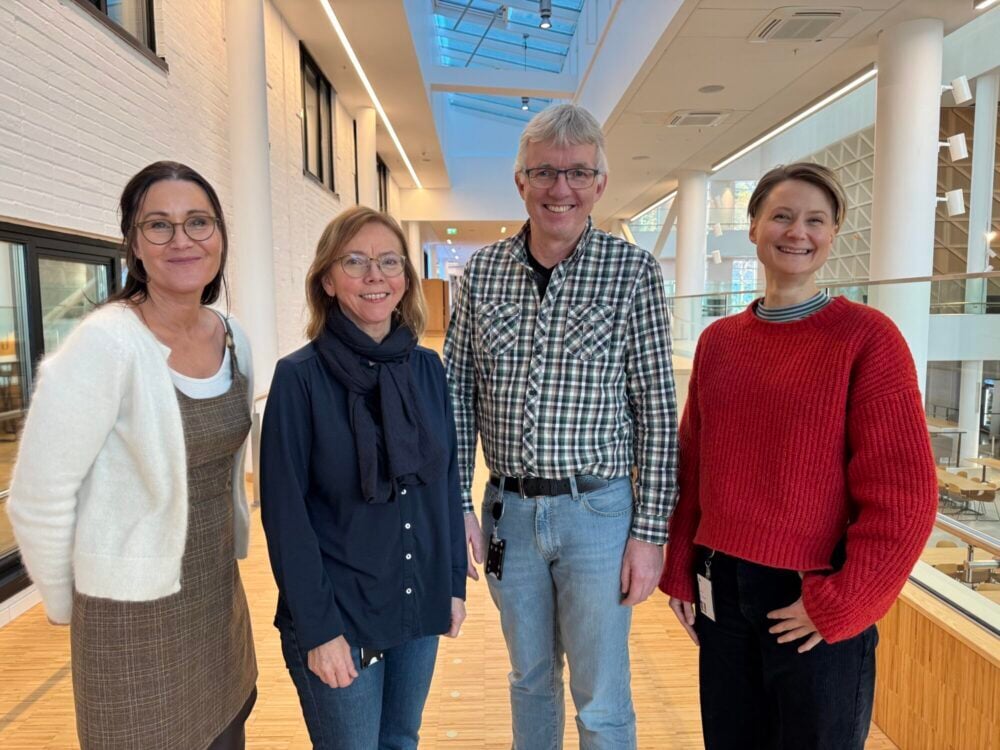 Fra venstre inkubatorleder Anne Peggy Møller i T:lab, Emma Matilda Ternman
førsteamanuensis
Fakultet for biovitenskap og akvakultur, Geir Næss
faggruppeleder
Fakultet for biovitenskap og akvakultur og Jorunn Grande
førsteamanuensis
Handelshøgskolen