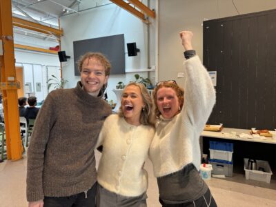 Turnip ved NTNU Entreprenørskole. Fra venstre Brage Haugli, Elise Anfinsen og Aleksandra Marie Høye.